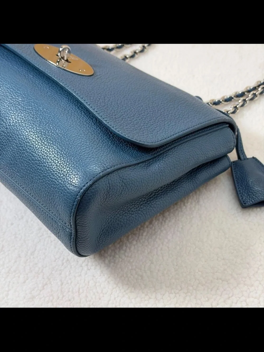 Mulberry Blue Leather Chain-Handle Shoulder Bag